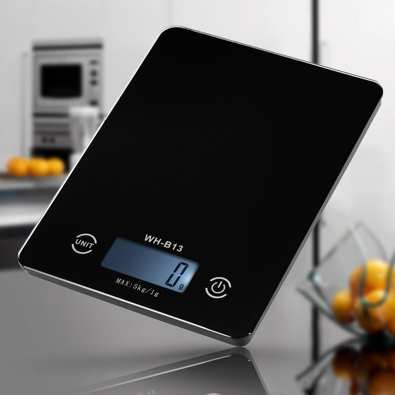 

Escala de alimentos de cocina digital con retroiluminacion LCD precisa de pantalla tactil 5KG / 1G,Negro