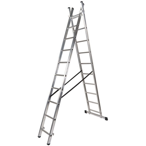 Escalera Aluminio 2 Tramos 7+7 Peldaños