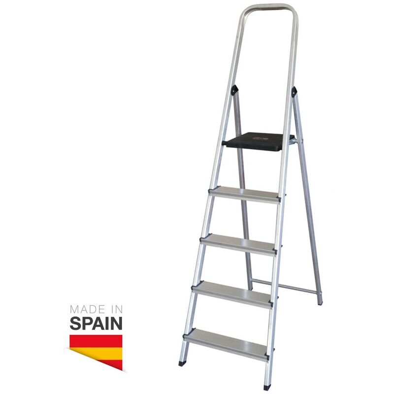 

Escalera aluminio 5 peldaños Max. 150kg