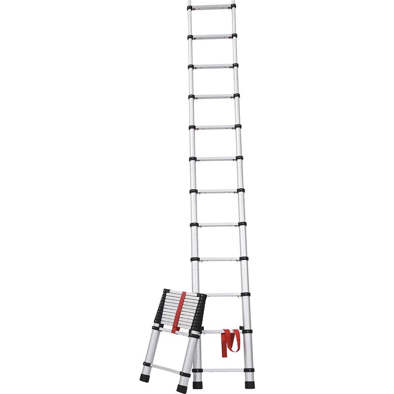 Escalera profesional telescópica - 9 peldaños - 2,45 m