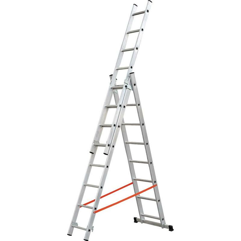 

Escalera de aluminio profesional triple combinada 3x9 peldaños