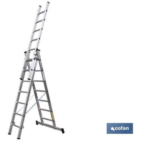ESCALERA ALUMINIO TRIPLE 11 PELDAÑOS 3,00 + 3,00 + 3,00 M