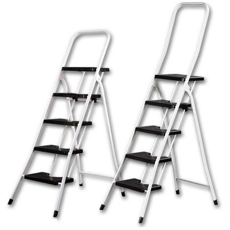 ESCALERA BLANCA 5 PELDAÑOS NEGROS C/BARANDILLA BAJA