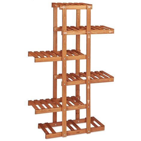 Escalera con estante de flores de madera para plantas 5 niveles marrón claro 2213013/3