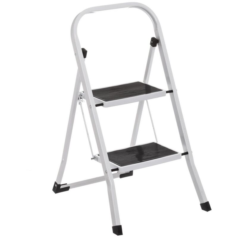 

Escalera de 2 peldaños antideslizante blanco acero de 82x54x45 cm