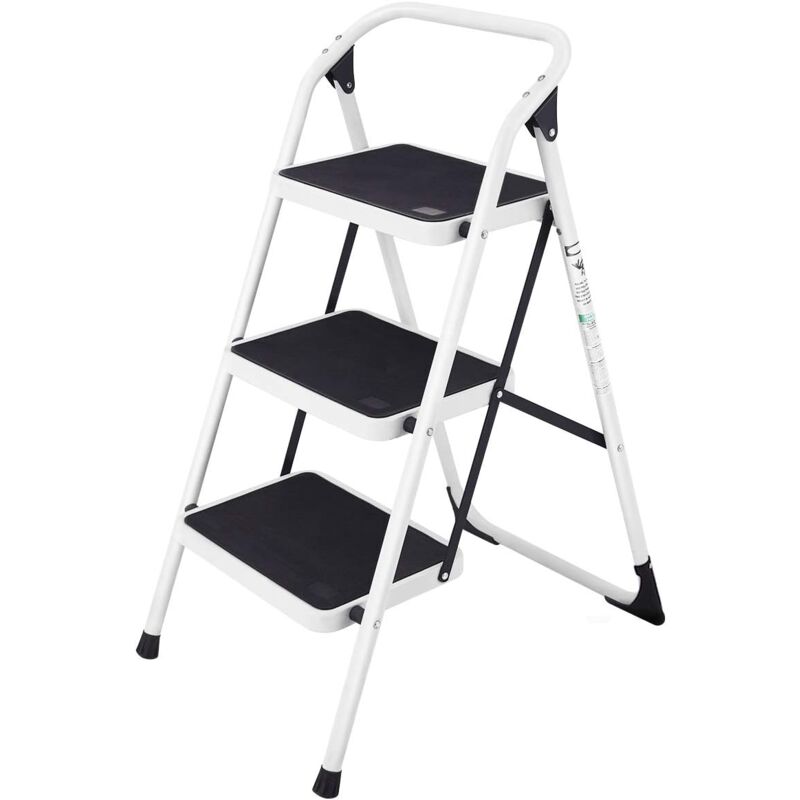

Escalera de 3 Peldaños Escalera de Mano Plegable Escalera de Doméstico de Metal Carga Hasta 150KG para Hogar Oficina
