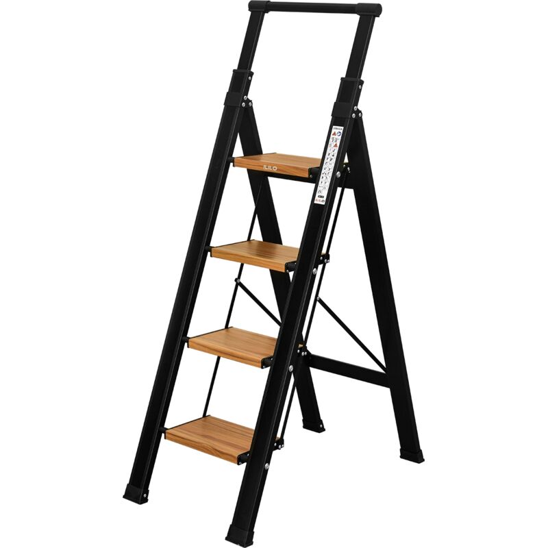 Escalera de 4 peldaños para el hogar Plegable - aluminio - ILILO FIT BW Pro Plus