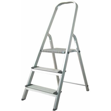 Escalera de Aluminio 3 Peldaños Catter House Alt. Máx. Trabajo 260 cm Plegable con Barandilla
