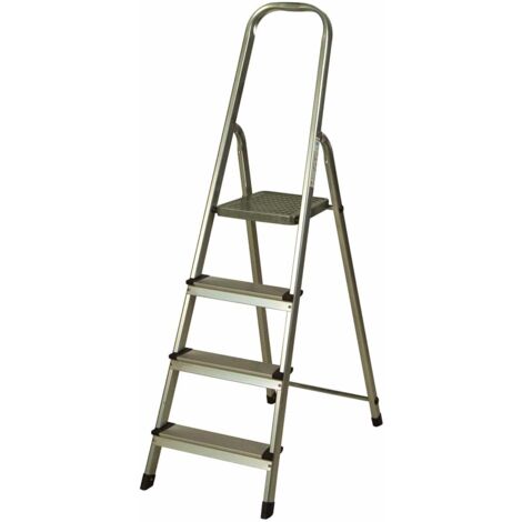 Escalera de Aluminio 4 Peldaños Catter House Alt. Máx. Trabajo 284 cm Plegable con Barandilla