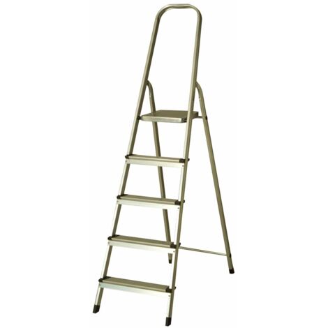 Escalera de Aluminio 5 Peldaños Catter House Alt. Máx.Trabajo 307 cm Plegable con Barandilla