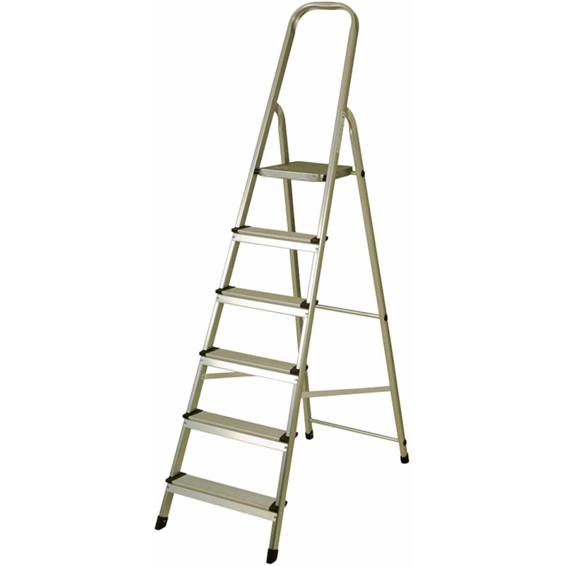 

Escalera de Aluminio 6 Peldaños Catter House Alt. Máx. Trabajo 330 cm Plegable con Barandilla
