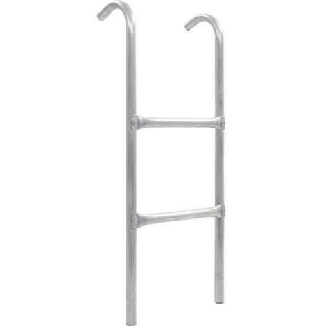 Escalera de cama elástica de 2 peldaños acero plateado 72 cm (apto para 65 cm de alto)