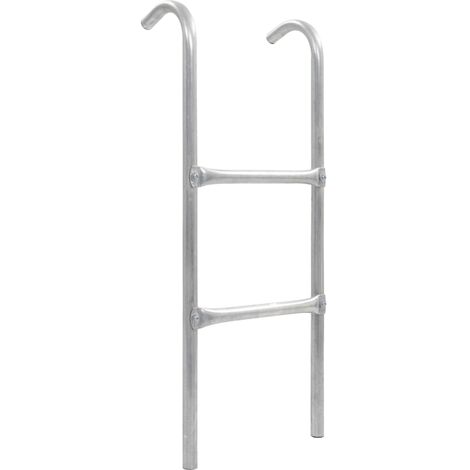 Escalera de cama elástica de 2 peldaños acero plateado 72 cm (apto para 65 cm de alto) vidaXL