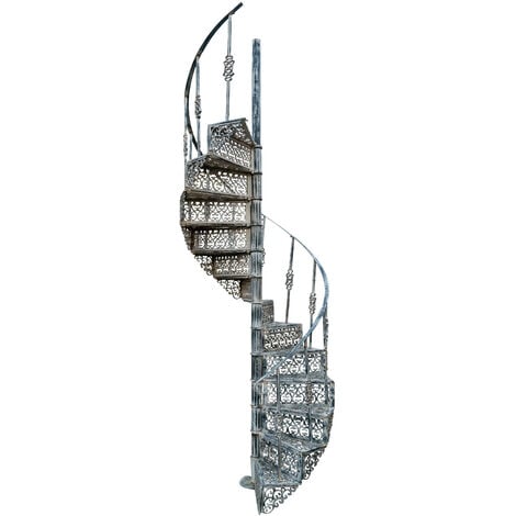 Escalera de caracol de hierro fundido acabado antiguo