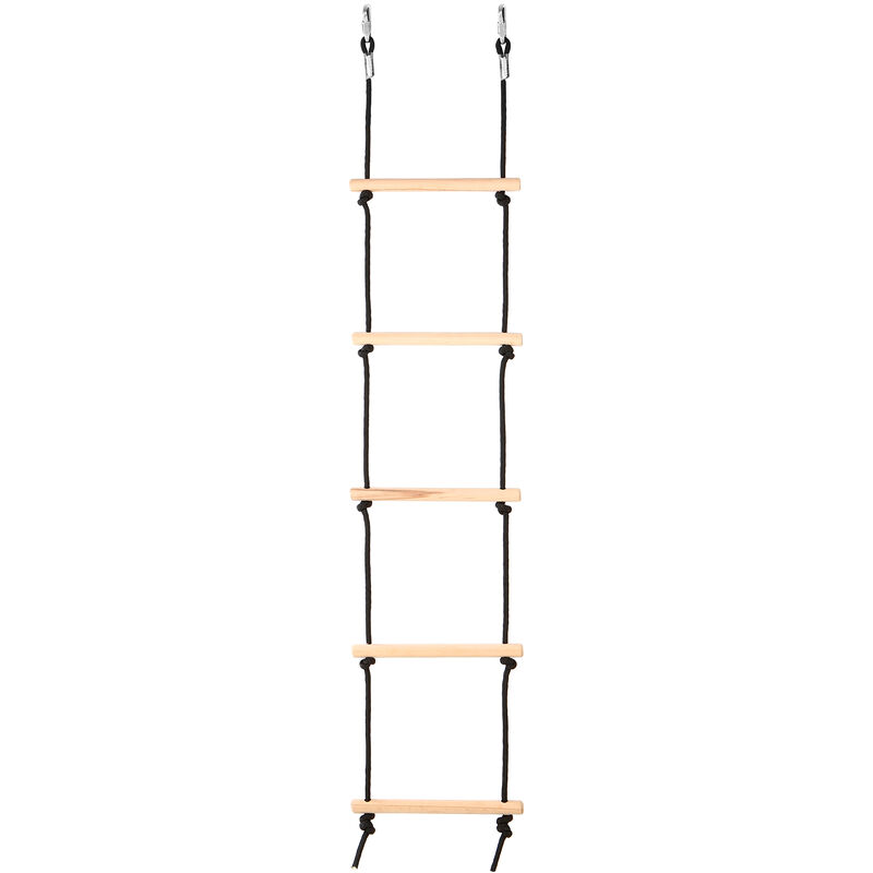 

Escalera de cuerda oscilante de madera con 2 ganchos para ninos, juego de obstaculos para escalar, escalera colgante para columpio, juego de