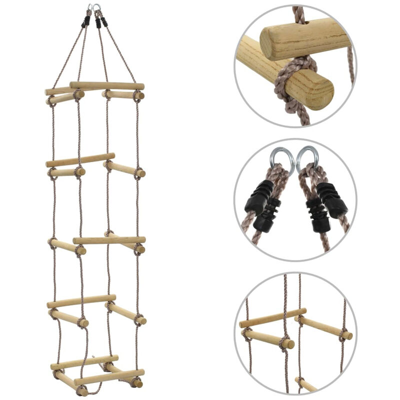 

Happyshopping - Escalera de cuerda para ninos 200 cm madera