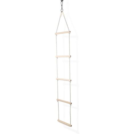 Escalera de cuerda para niños de madera y cuerda de algodón  Columpio de cuerda para interior y exterior  Escalera colgante duradera de diseño escandinavo  100 % ecológico  Producto de la UE