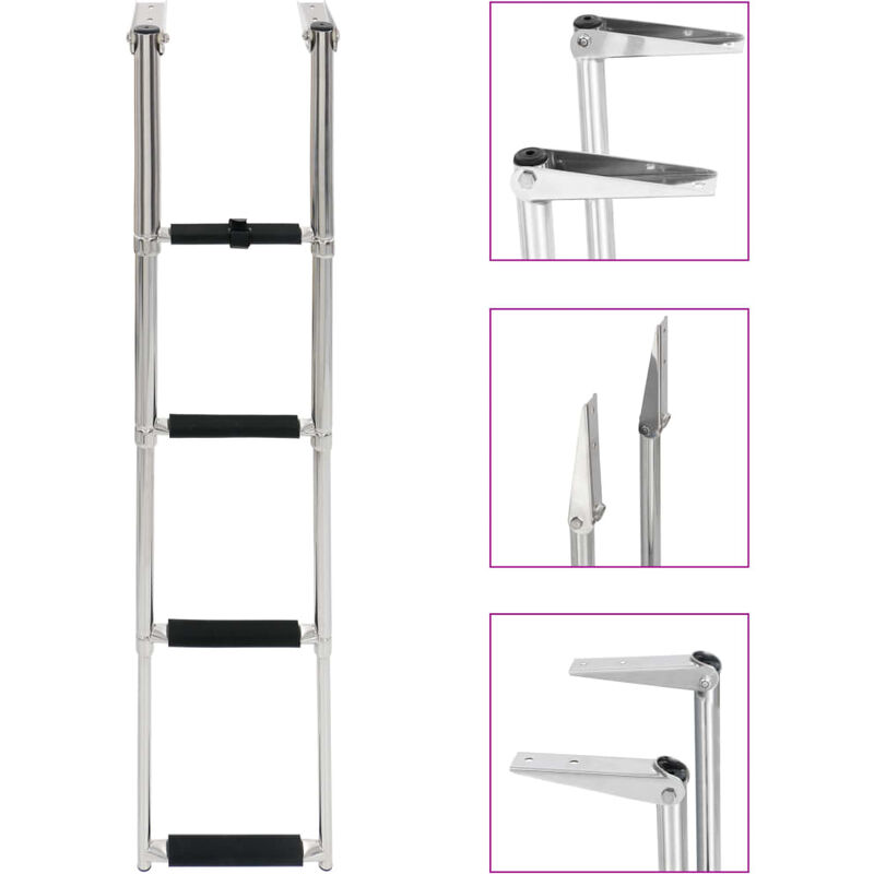 

Happyshopping - Escalera de embarque plegable 4 peldanos acero inoxidable