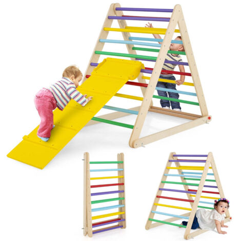 Escalera de escalada triangular 120 x 71 x 110 cm diseño plegable 2 en 1 para niños fabricada en madera de colores 200020990