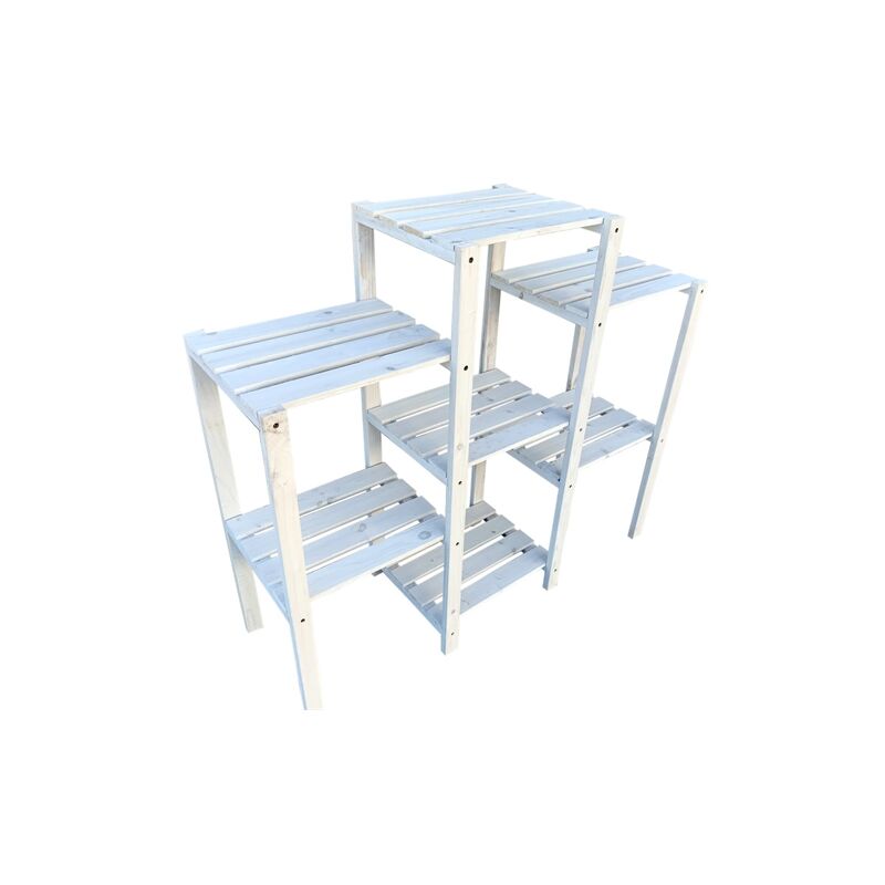 

Mucola - Escalera de flores estantería de flores puesto de flores Blanco taburete de flores pisos escalera para macetas decorativo diseño planta