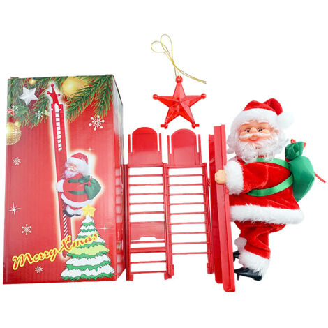 Escalera de Papá Noel de 50 cm con música, decoración navideña para interior y exterior, Papá Noel bailarín y en movimiento para las fiestas.