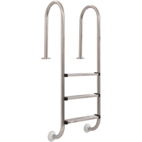 Escalera de piscina 3 peldaños acero inoxidable 120 cm