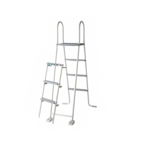 Escalera de seguridad con plataforma para piscinas elevadas 120-132 cm. GRE.