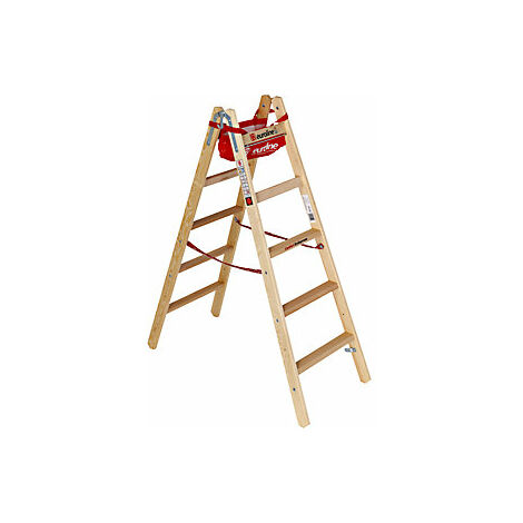 Escalera de tijera de madera con cómodos peldaños anchos  acceso