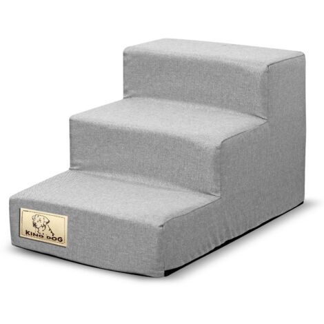 Escalera desmontable de 3 peldaños, antideslizante 45x30x30 cm, lino gris