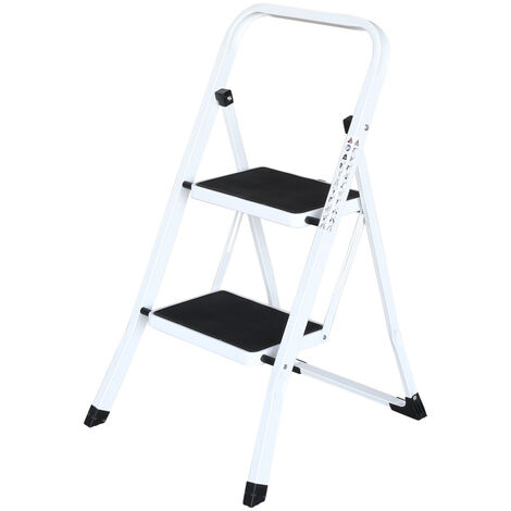 Escalera doméstica 2 peldaños - Plegable - Blanca