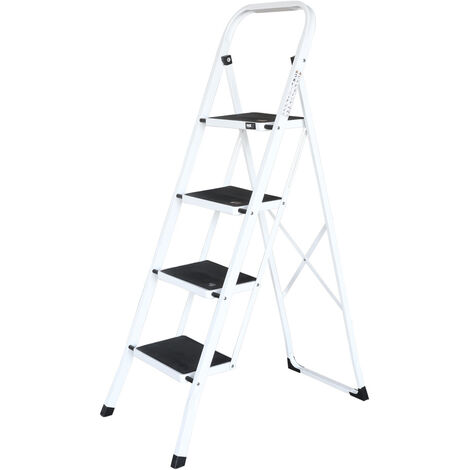 Escalera doméstica 4 peldaños - Plegable - Blanca