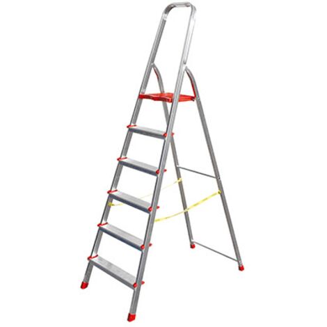 Escalera doméstica de aluminio de 6 peldaños - H. 1,32 m