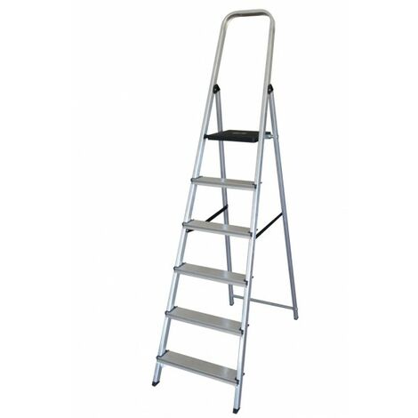 Escalera doméstica de Aluminio tijera un acceso con asa SERIE 300 6 peldaños