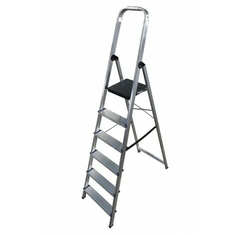 Escalera doméstica de Aluminio tijera un acceso con asa SERIE 370 6 peldaños