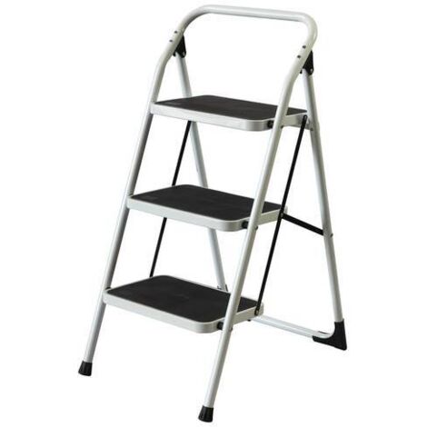Escalera Domestica Tijera 0,730Mt 3 Peldaños Anch Acero Bl Homelux
