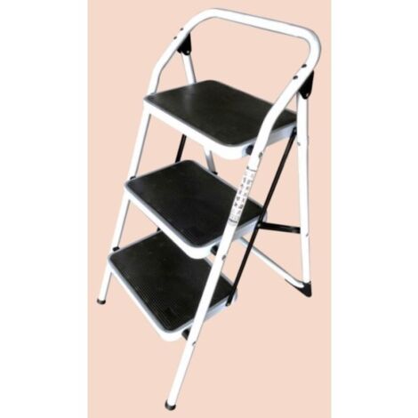 Escalera Domestica Tijera 0,730Mt 3 Peldaños Anch Acero Bl Homelux