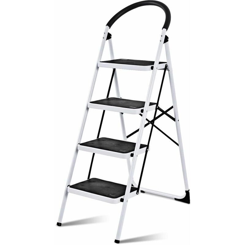 

Escalera Doméstico de Metal Plegable Escalerilla con Apoyabrazos Carga Hasta 150KG (4 Peldaños)