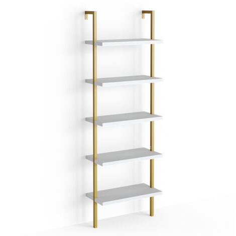 Escalera estantería Ava, Blanco, 60 x 183 cm, Vicco