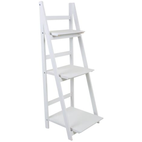 Escalera estantería de madera lacado blanca 41x38x110/115h cm