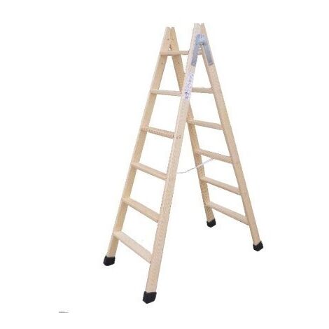 Escalera Industrial Tijera 2,00Mt 8 Peldaños Doble Madera Climent