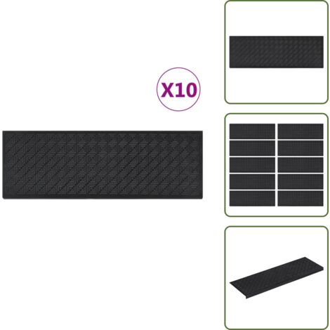 Escalera interior - vidaXL Alfombrillas de escalera de goma 10 uds goma 25x75 cm - Escalera exterior