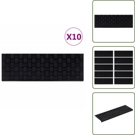Escalera interior - vidaXL Alfombrillas de escalera de goma 10 uds goma 25x75 cm - Escalera exterior