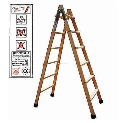 Escalera madera doble peldaño 6 peldaños