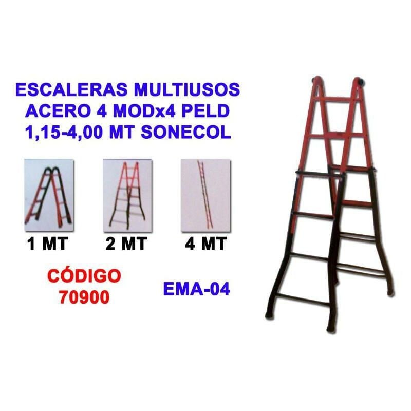 

escaleras multiusos acero 4 modx4 peld 1,15-4,00 ema-04n sonecol - Mibricotienda