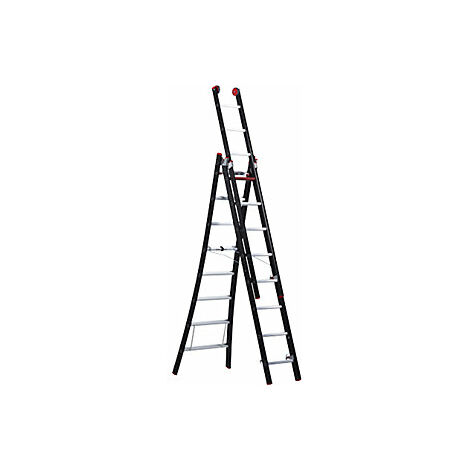 Escalera multiusos NEVADA  de 3 tramos  en negro  3 x 8