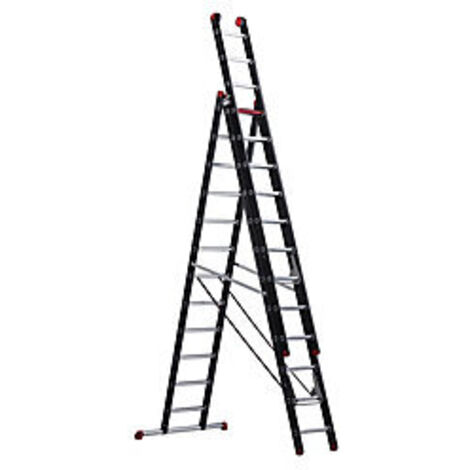 Escalera multiusos  revestida de aluminio  de 3 tramos  en