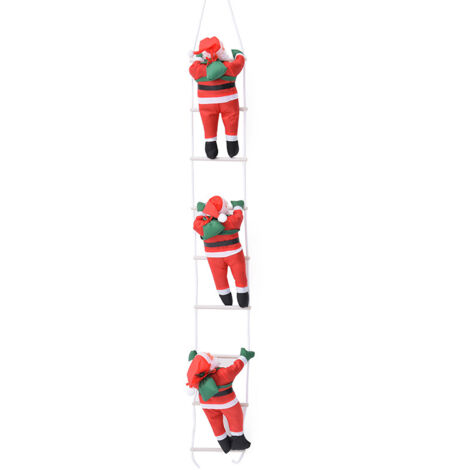 Escalera navideña - Cuerda de Papá Noel - Decoraciones navideñas - Soportes para figuras de Papá Noel - Escalera para tres personas (25 cm) - 1 unidad