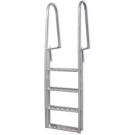 Escalera para piscina/muelle con 4 peldaños aluminio 167 cm vidaXL - Plateado