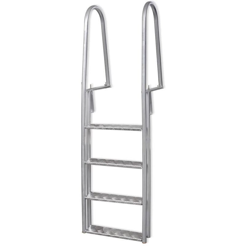 

Escalera para piscina/muelle con 4 peldaos aluminio 167 cm - Plateado
