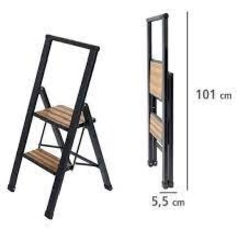 ESCALERA PLEGABLE ALUMINIO 50482 2 PELDAÑOS NEGRO